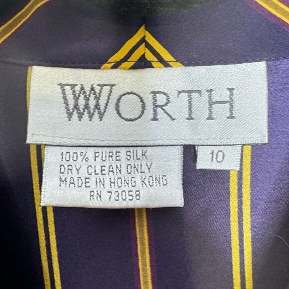 Worth Striped Silk Button Front Blouse with Sash 10 - Picture 2 of 4